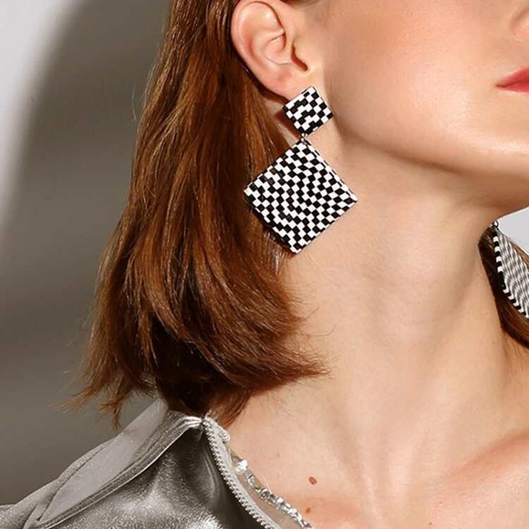 Checkered Drop Earrings - Picture 6 of 6